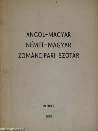 Angol-magyar/német-magyar zománcipari szótár