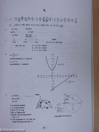 Matematika felvételi feladatsorok és megoldások középiskolába készülőknek