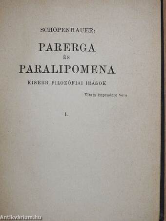 Parerga és paralipomena I-IV.