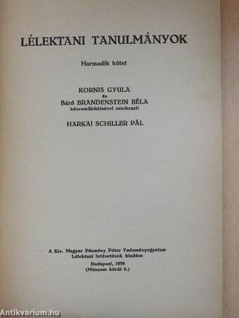 Lélektani tanulmányok III.