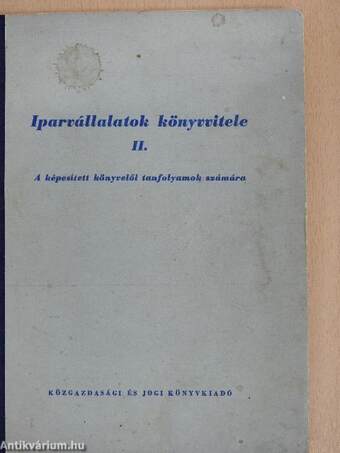 Iparvállalatok könyvvitele II.