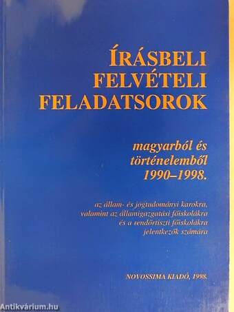 Írásbeli felvételi feladatsorok