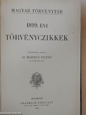 1899. évi törvényczikkek