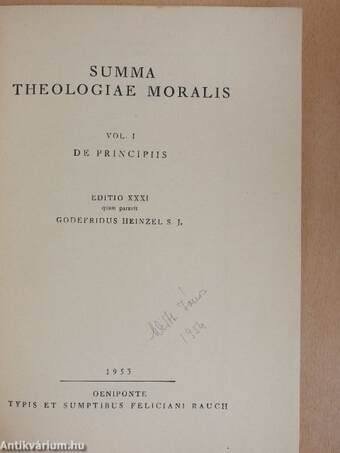 Summa Theologiae Moralis I.