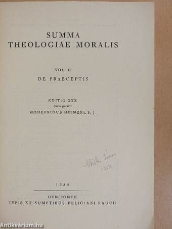 Summa Theologiae Moralis II.