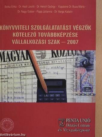 Könyvviteli szolgáltatást végzők kötelező továbbképzése - Vállalkozási szak 2007