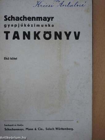 Schachenmayr gyapjúkézimunka tankönyv I. (töredék)