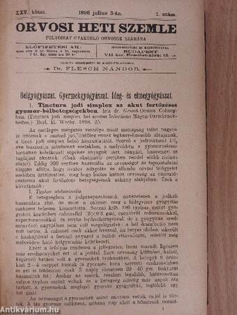 Orvosi Heti Szemle 1898. julius-deczember (fél évfolyam)