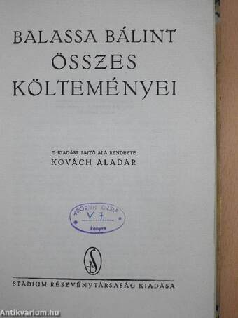 Balassa Bálint összes költeményei