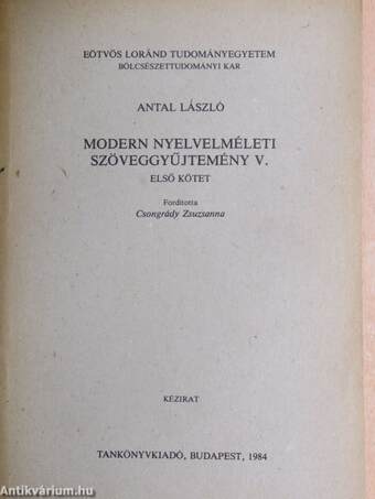 Modern nyelvelméleti szöveggyűjtemény V/1-2.
