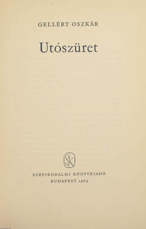 Utószüret (dedikált példány)