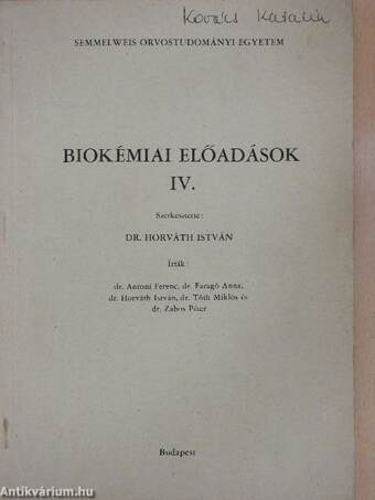Biokémiai előadások IV.