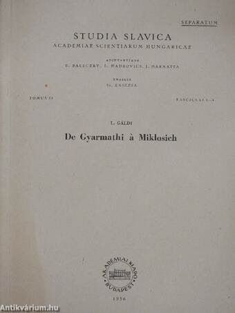 De Gyarmathi á Miklosich