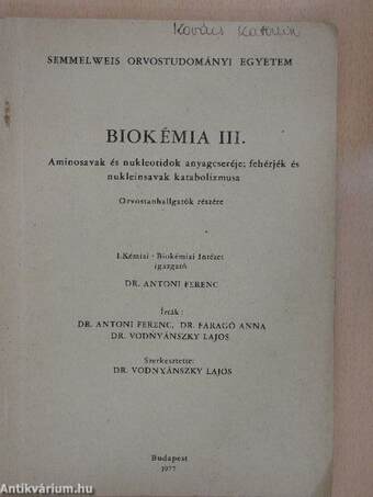 Biokémia III.