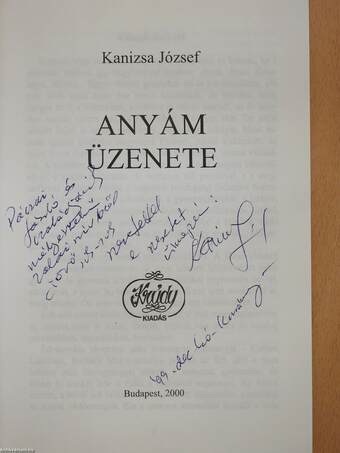 Anyám üzenete (dedikált példány)