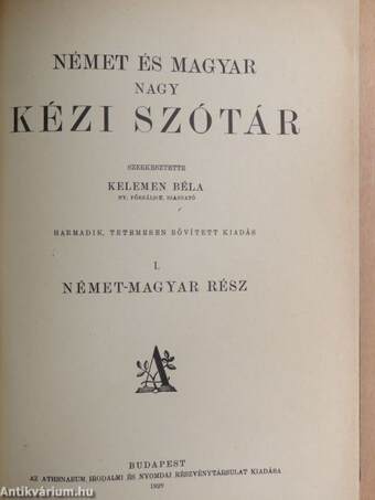 Német és magyar nagy kézi szótár I-II.