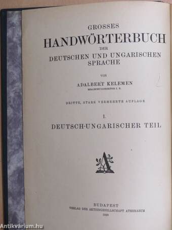 Német és magyar nagy kézi szótár I-II.