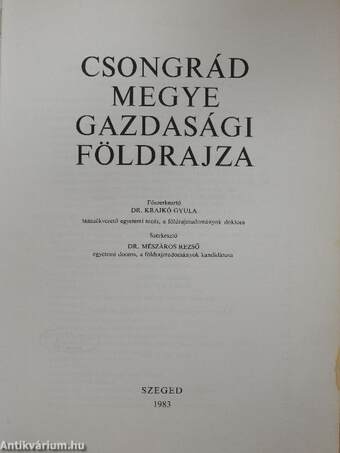 Csongrád megye gazdasági földrajza