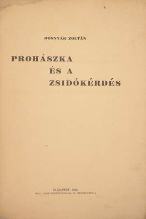Prohászka és a zsidókérdés