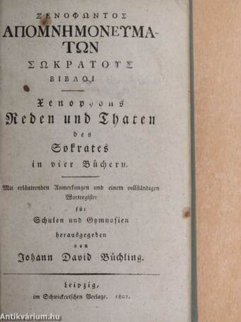 Reden und thaten des Sokrates in vier Büchern (gótbetűs)