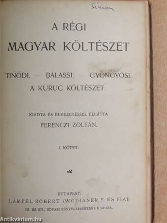 A régi magyar költészet I-II.