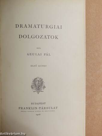 Dramaturgiai dolgozatok I-II.