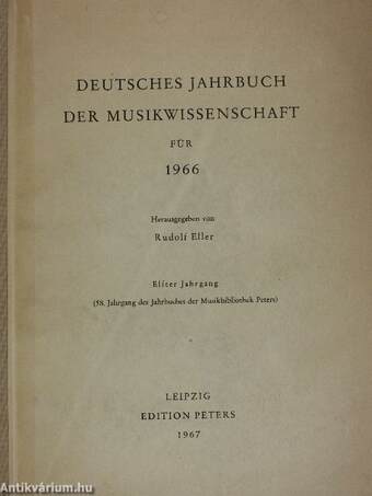 Deutsches Jahrbuch der Musikwissenschaft für 1966