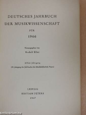 Deutsches Jahrbuch der Musikwissenschaft für 1966