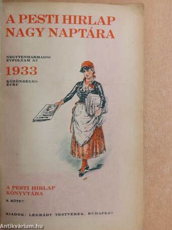 A Pesti Hirlap Nagy Naptára az 1933. közönséges évre