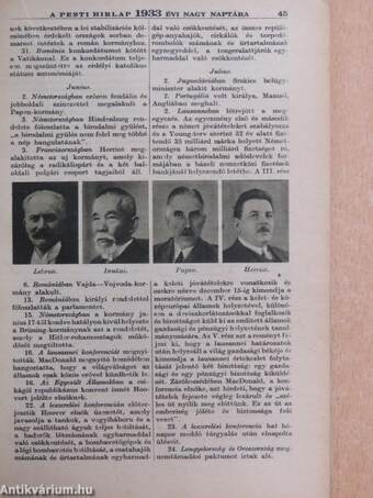 A Pesti Hirlap Nagy Naptára az 1933. közönséges évre