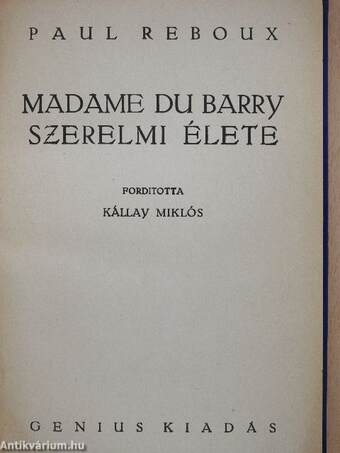 Madame du Barry szerelmi élete