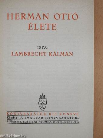 Herman Ottó élete