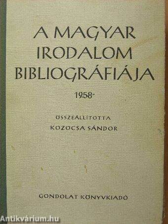 A magyar irodalom bibliográfiája 1958
