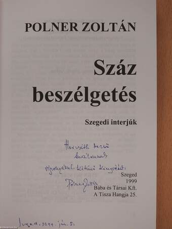 Száz beszélgetés (dedikált példány)