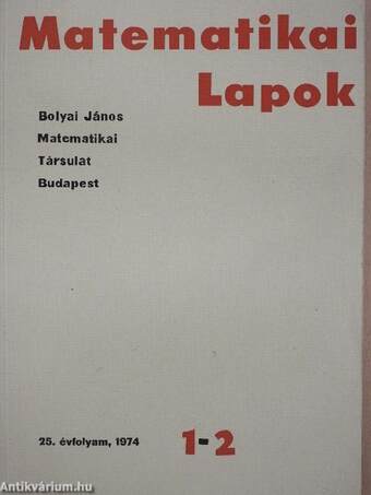 Matematikai Lapok 1974/1-2.