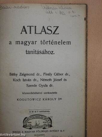 Atlasz a magyar történelem tanitásához/Atlasz a világtörténelem tanitásához