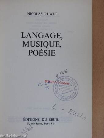 Langage, Musique, Poésie