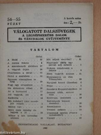 Válogatott dalszövegek 54-55.