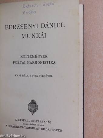 Berzsenyi Dániel munkái