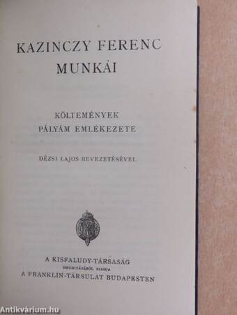 Kazinczy Ferenc munkái