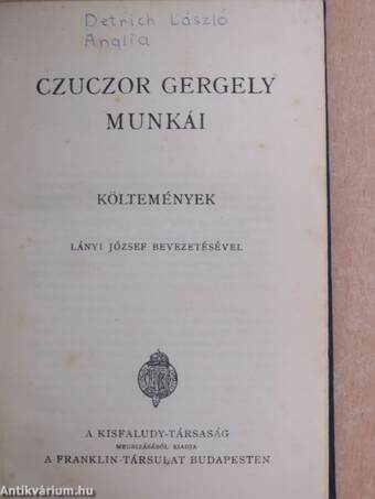 Czuczor Gergely munkái