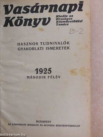 Vasárnapi Könyv 1925. II. (fél évfolyam)