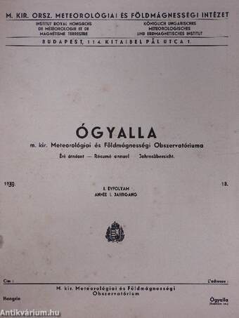 Ógyalla 1939. január-december/Évi átnézet 1939.