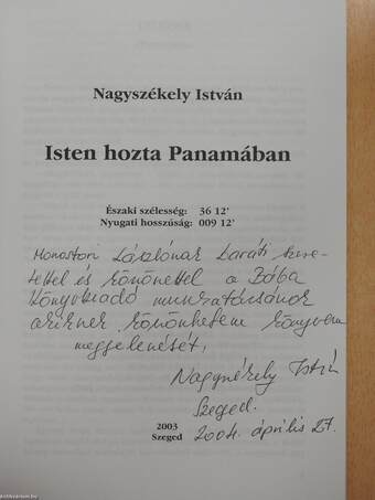 Isten hozta Panamában (dedikált példány)