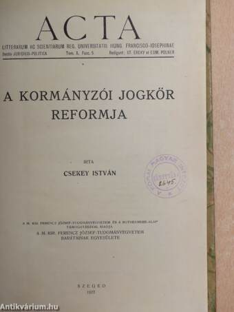 A kormányzói jogkör reformja