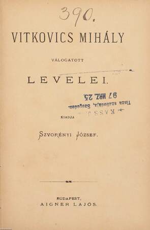 Vitkovics Mihály művei III.