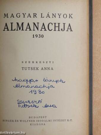 Magyar lányok almanachja 1930