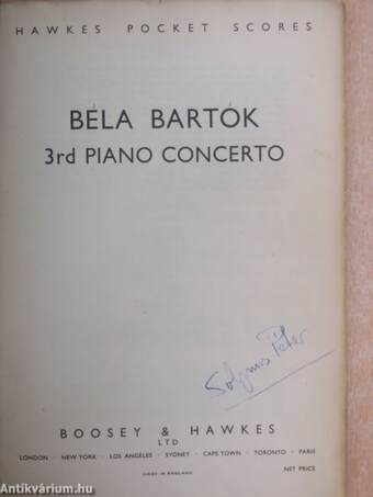 Bela Bartok 3rd piano concerto (Solymos Péter könyvtárából)