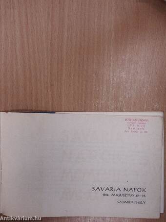 Savaria Napok 1962. augusztus 25-26.