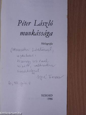 Péter László munkássága (dedikált példány)